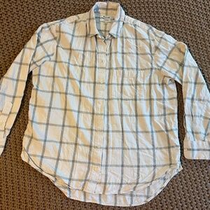 Madewell Flannel Oversized Button Down Ex-Boyfriend Shirt in Windowpane S
